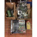 A QUANTITY OF MILITARY MODEL FIGURE ACCESSORIES - GUNS , CLOTHING ETC