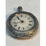 A CONTINENTAL ANTIQUE LADIES 935 SILVER POCKET WATCH