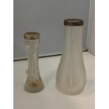 TWO HALLMARKED SILVER COLLAR BUD VASES