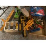 A QUANTITY OF VARIOUS PLAYMOBIL ITEMS TO INCLUDE CONSTRUCTION VEHICLES, CRANES ETC