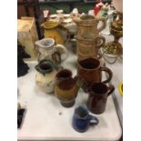 A QUANTITY OF STUDIO POTTERY TO INCLUDE SOME SIGNED PIECES AND TO ALSO INCLUDE TWO HILLSTONIA JUGS