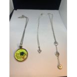 THREE MARKED SILVER NECKLACES AND PENDANTS