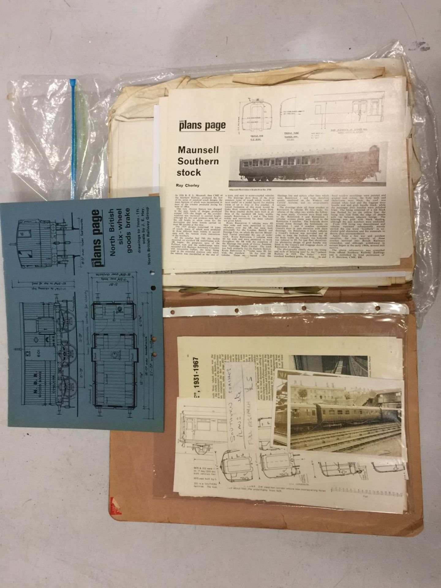 A FOLDER CONTAINING OLD MODEL RAILWAY BUILD PLANS