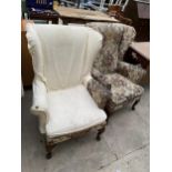 A PAIR OF PARKER KNOLL STYLE WINGED CHAIRS