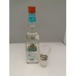 A LITRE BOTTLE OF ANISETTE GRAS 1872 FLORANIS EXPORT PERITIF ANISE 45% VOL WITH AN ANIS GRAS GLASS