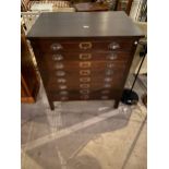 A 20TH CENTURY CHEST WITH FIVE PLAN/DRAWING DRAWERS AND THREE WITH STORAGE SECTIONS, ALL WITH