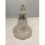 AN ANTIQUE HALLMARKED SILVER PERFUME BOTTLE WITH STOPPER