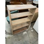 A STRIPPED PINE FOUR TIER OPEN BOOKCASE, 31" WIDE