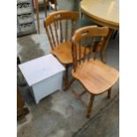 A PAINTED BATHROOM BOX STOOL AND PAIR OF DINING CHAIRS