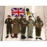 FIVE UNBOXED ARTICULATED MILITARY FIGURES - BELIEVED DRAGON MODELS - PARATROOPERS ETC