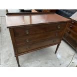 AN EDWARDIAN MAHOGANY CHEST OF THREE DRAWERS, 42" WIDE