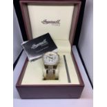 AN INGERSOLL DIAMOND GOLD PLATED WATCH WITH PRESENTATION BOX