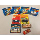 EIGHT BOXED AND MATCHBOX VEHICLES - ALL MODEL NUMBER 8 OF VARIOUS ERAS AND COLOURS - INCLUDING ROVER