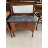 A VICTORIAN MARBLE TOP TILED BACK WASHSTAND 30 INCHES WIDE