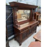 A VICTORIAN MAHOGANY MIRROR-BACK SIDEBOARD, 72" WIDE