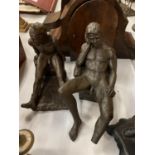 TWO RESIN FIGURINES OF NAKED MEN (ONE A/F)