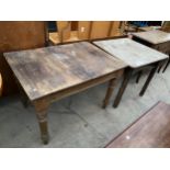 A PINE KITCHEN TABLE AND ONE OTHER