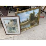 TWO FRAMED PICTURES TO INCLUDE A GILT FRAMED CANVAS