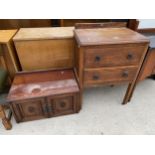 A MID 20TH CENTURY OAK CHEST OF TWO DRAWERS AND TWO DOOR CABINET