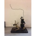 A BERGMAN STYLE COLD PAINTED BRONZE OF A NATIVE AND A WOMAN HEIGHT APPROXIMATELY 15CM