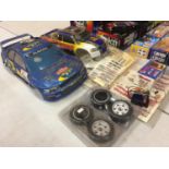 VARIOUS RC MODEL CAR SPARES - A SUBARU BODY, PICK UP BODY, DECALS, TRAXXAS ELECTRONIC SPEED