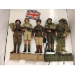 FIVE UNBOXED ARTICULATED MILITARY FIGURES - BELIEVED DRAGON MODELS - WWI BRITISH