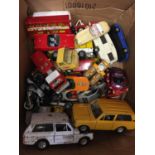 A VOLLECTION OF PLAYWORN VEHICLES TO INCLUDE MATCHBOX, CORGI ETC