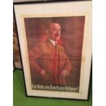 A FRAMED PRPOGANDA HITLER POSTER, ONE PEOPLE, ONE REALM, ONE LEADER