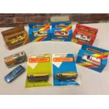 EIGHT BOXED AND ONE UNBOXED MATCHBOX VEHICLES - ALL MODEL NUMBER 12 OF VARIOUS ERAS AND COLOURS -