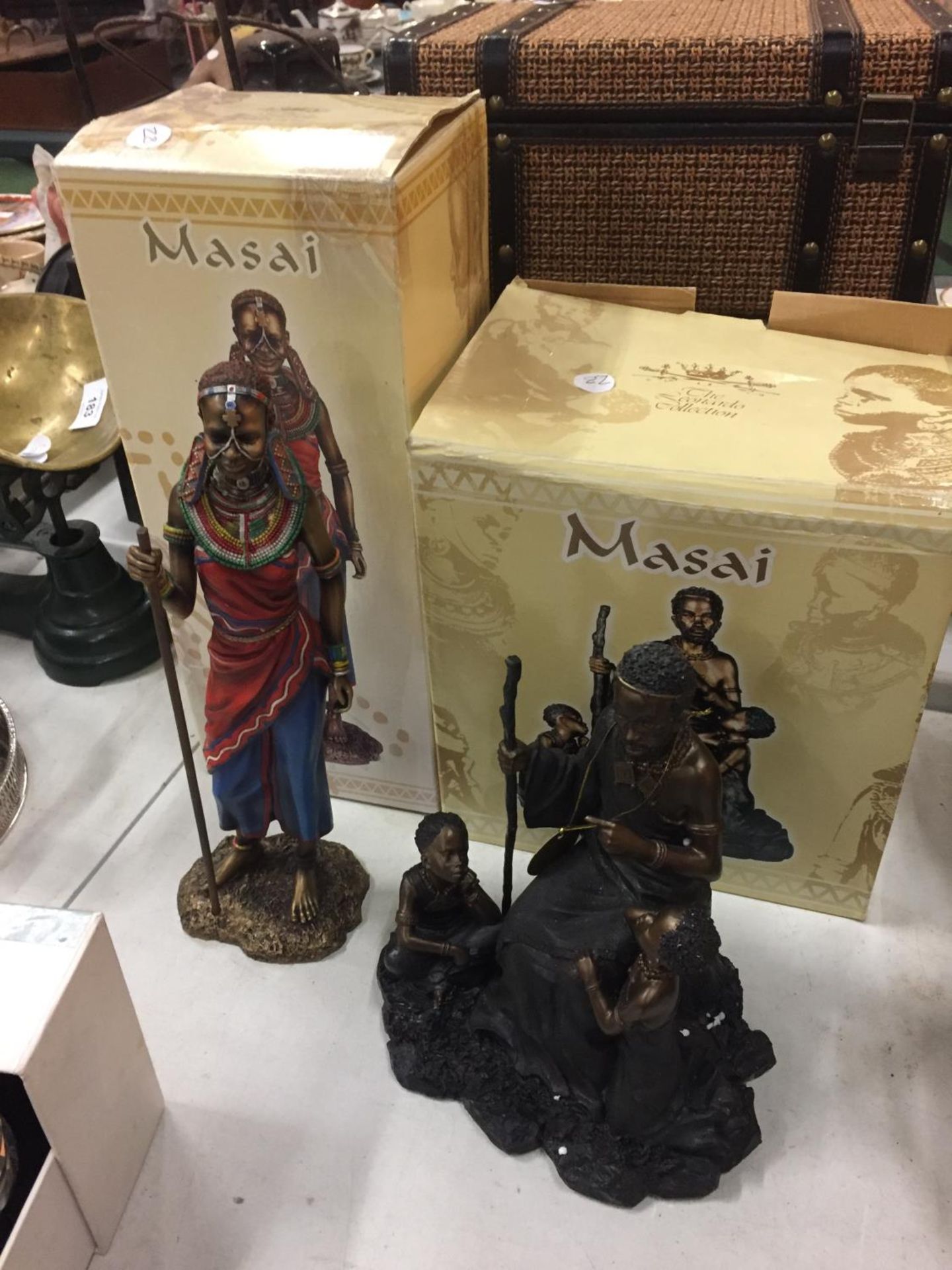 TWO LEONARDO COLLECTABLES FIGURES FROM THE 'MASAI' COLLECTION