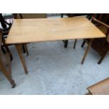AN OAK ARTS & CRAFTS FOLDING CAMPAIGN STYLE TABLE ON TURNED AND FLUTED LEGS, 43 X 22", LARGE STAMP