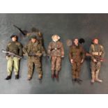 FIVE UNBOXED ARTICULATED MILITARY FIGURES - BELIEVED DRAGON MODELS - BRITISH