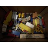 A BOX OF UNBOXED DIECAST VEHICLES INCLUDING LESNY