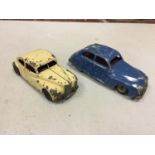TWO LARGE 1950'S TIN PLATE CLOCKWORK CARS ONE METTOY AND ONE CHAD VALLEY
