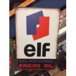 AN ELF ENGINE OIL TIN SIGN