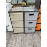 TWO THREE DRAWER METAL FILING CABINETS