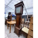 A 19TH CENTURY OAK AND MAHOGANY CROSSBANDED 8 DAY LONGCASE CLOCK WITH ENAMEL DIAL (WALKER,