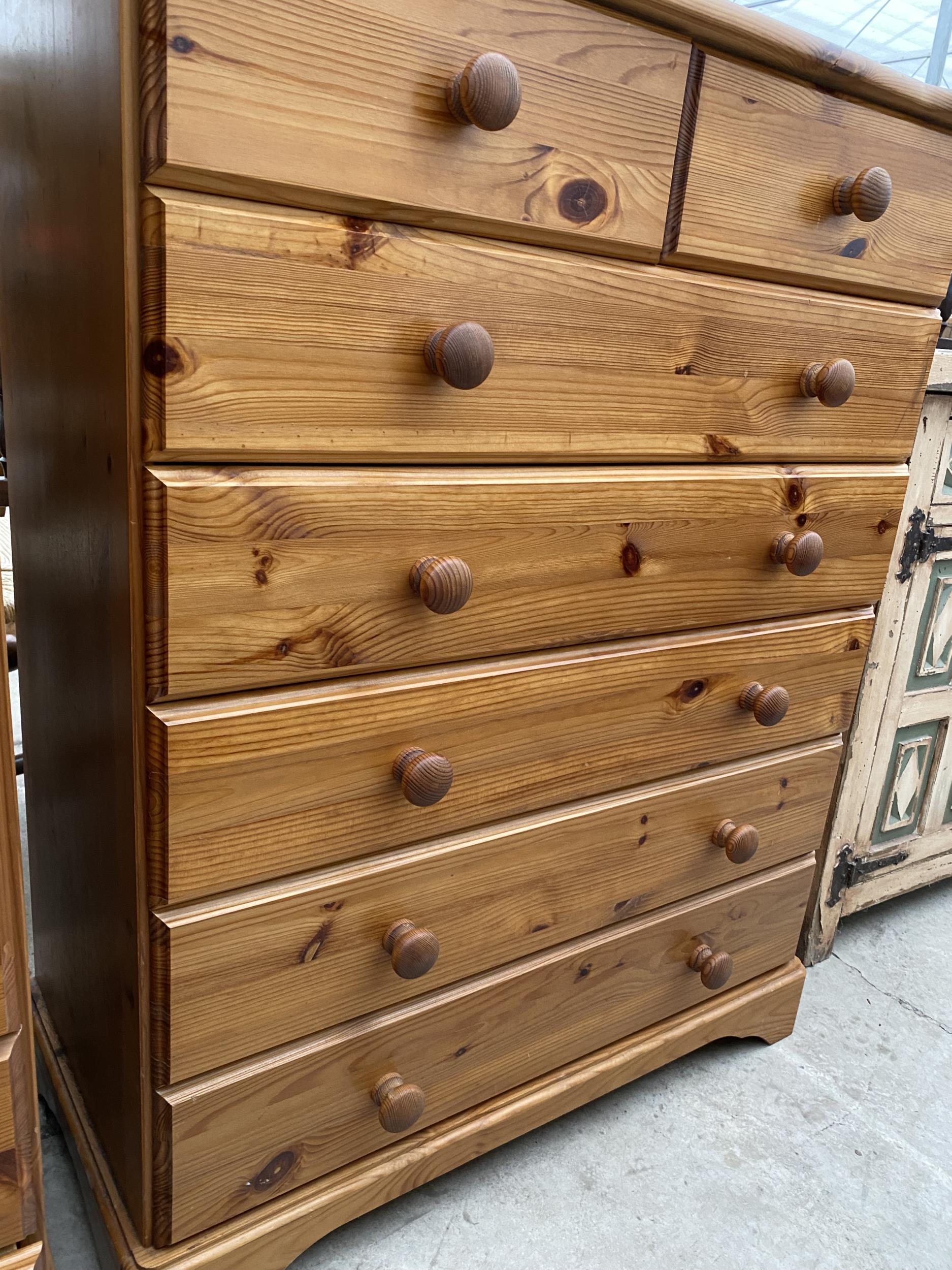 A MODERN PINE CHEST OF TWO SHORT AND FIVE LONG DRAWERS, 31.5" WIDE - Image 2 of 2