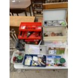 A LARGE ASSORTMENT OF FISHING TACKLE TO INCLUDE LURES, HOOKS, TACKLE BOXES AND LINE ETC