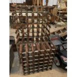 THREE THIRTY SIX BOTTLE WOODEN AND METAL WINE RACKS