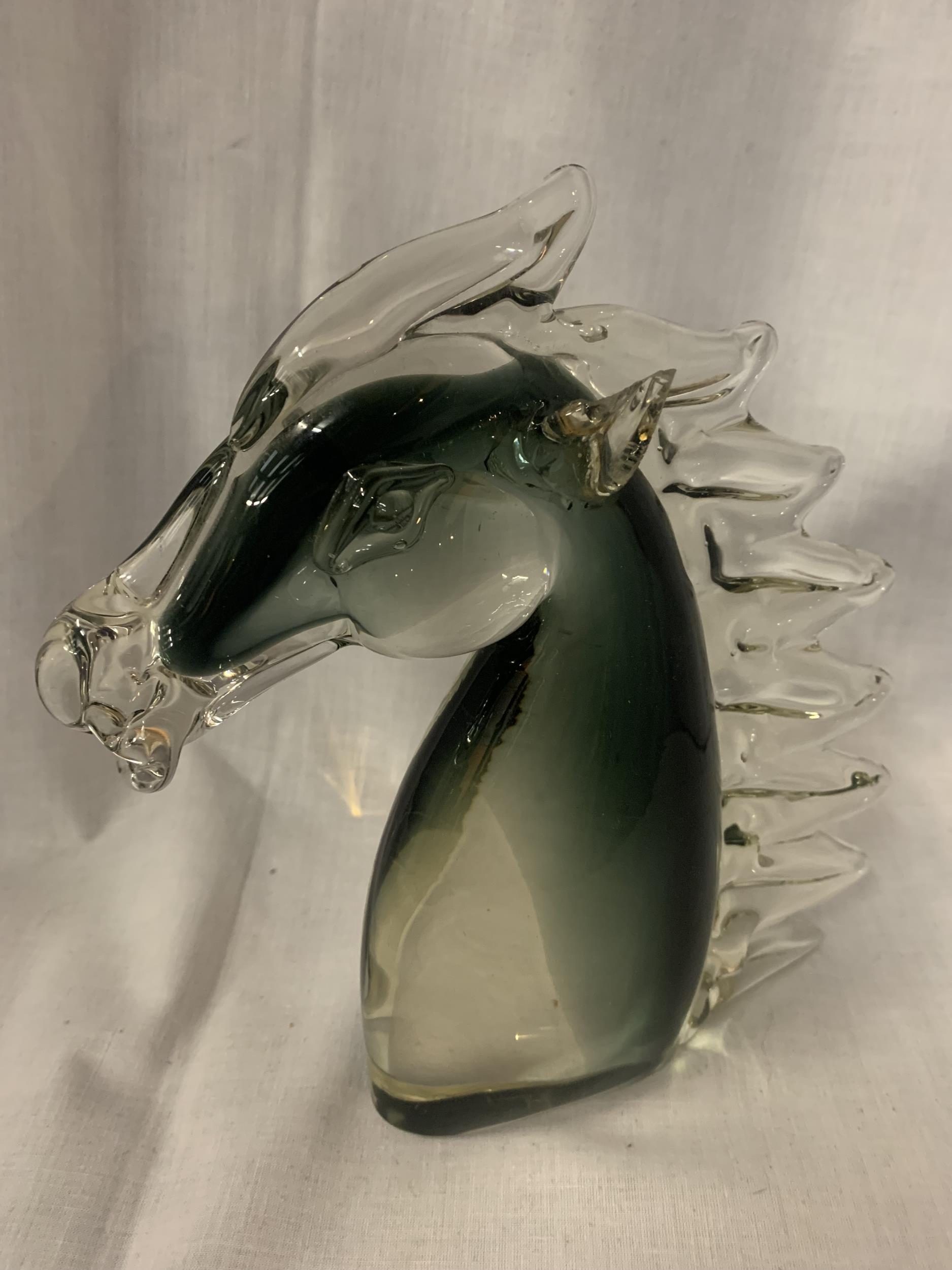 A GLASS ART HORSES HEAD - Image 2 of 2