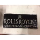 A ROLLS ROYCE LONDON AND MANCHESTER CAST SIGN