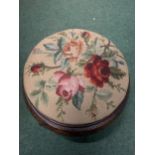 A VICTORIAN CIRCULAR TAPESTRY FOOTSTOOL