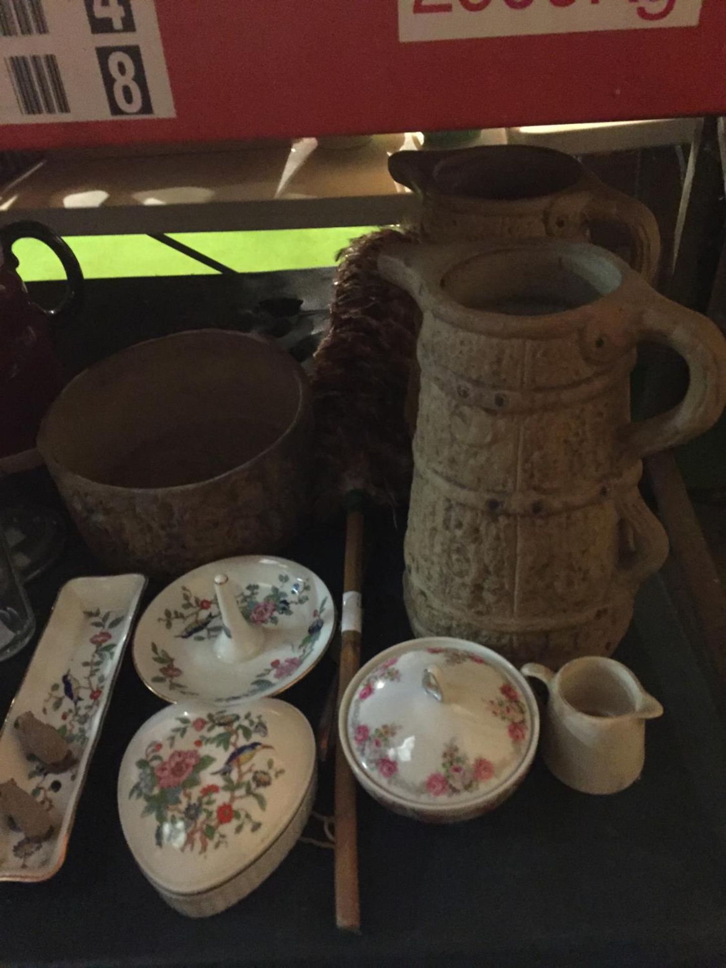 A LARGE AMOUNT OF COLLECTABLES TO INCLUDE STUDIO POTTERY JUGS, GLASS VASES, STONEWARE ITEMS, - Image 2 of 3