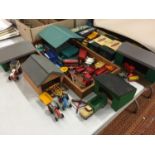 A FARM LAYOUT, FARM BUILDING AND SHEDS AND FARM MODELS FROM CORGI, DINKY, MATCHBOX AND OTHERS,