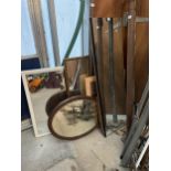 AN ASSORTMENT OF FRAMED AND UNFRAMED MIRRORS