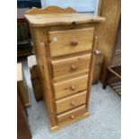 A MODERN PINE CHEST OF FIVE DRAWERS 20" WIDE
