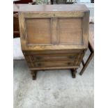 A REPRODUCTION OAK FALL FRONT BUREAU, 30" WIDE