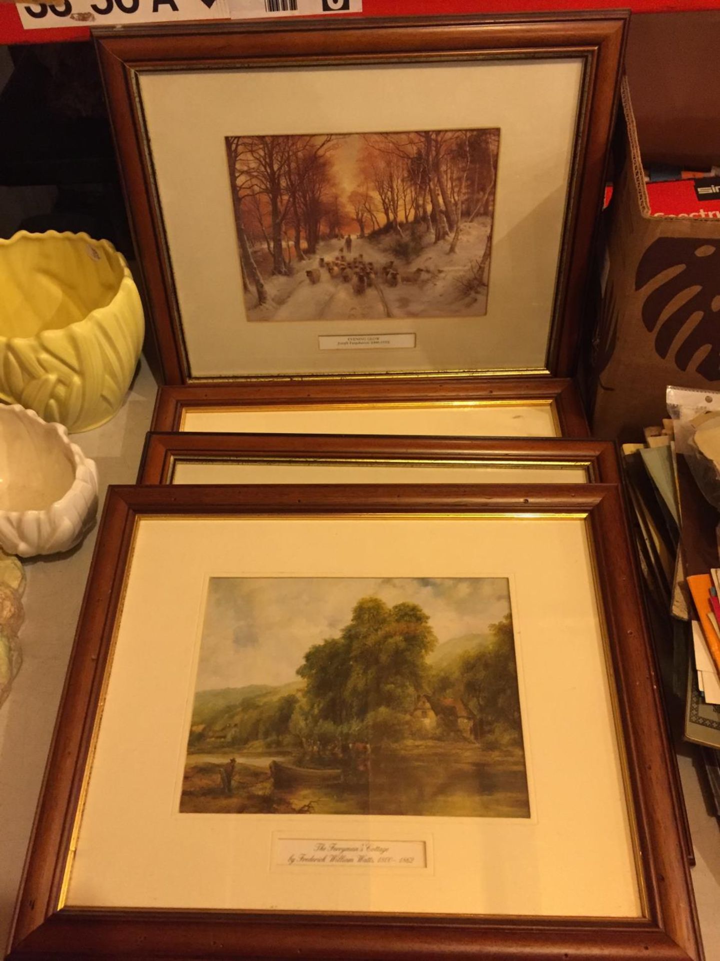 FOUR FRAMED PICTURES, TWO BY FREDERICK WILLIAM WATTS AND TWO BY JOSEPH FARQUHARSON, DEPICTING