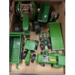 EIGHT MODEL JOHN DEERE FARM VEHICLES AND IMPLEMENTS